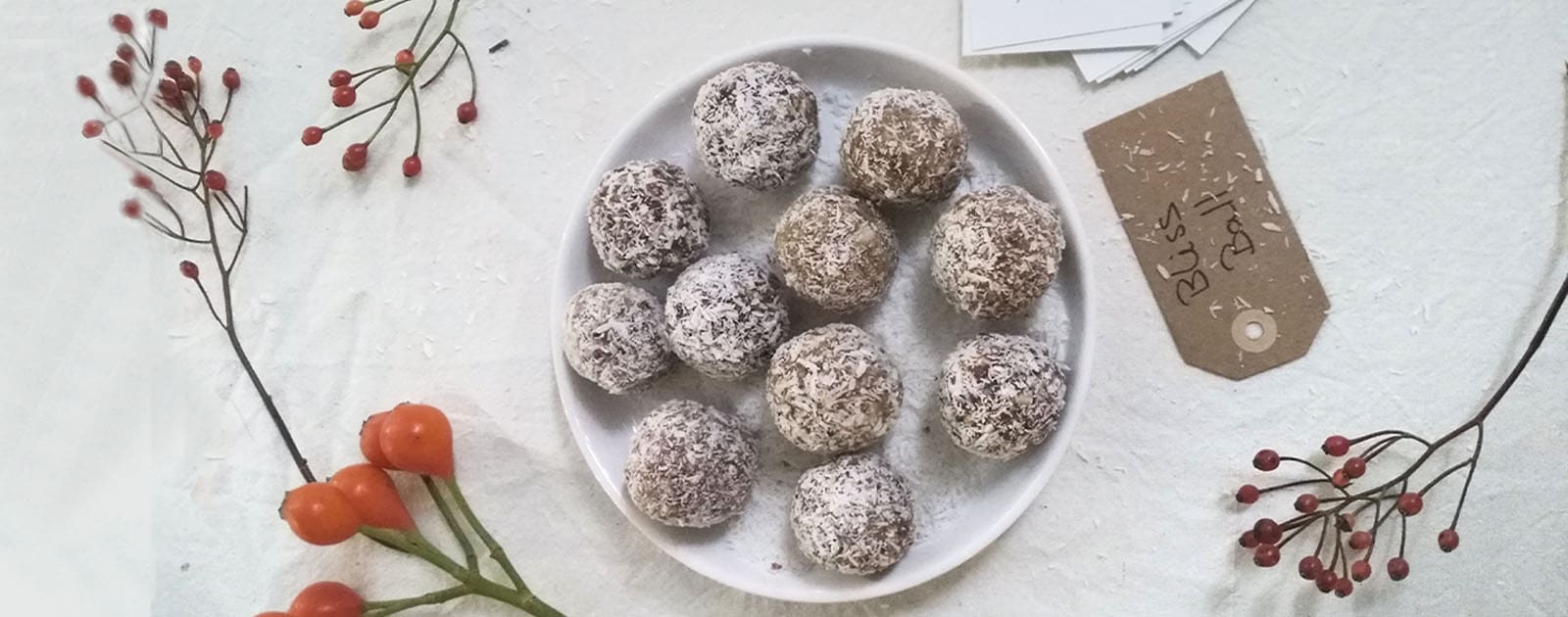 Bliss balls festives en guise de truffe